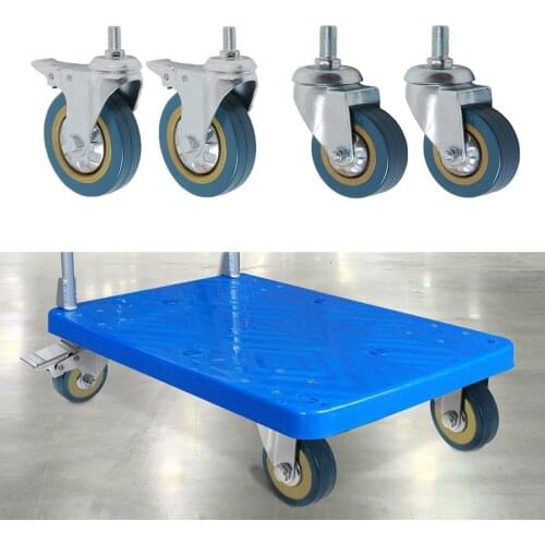 4 Pack 360 Degree Swivel Caster Wheels, Heavy Duty Caster with 12x30mm Threaded Stem No Noise Wheel For Carts workbench(4 inch)