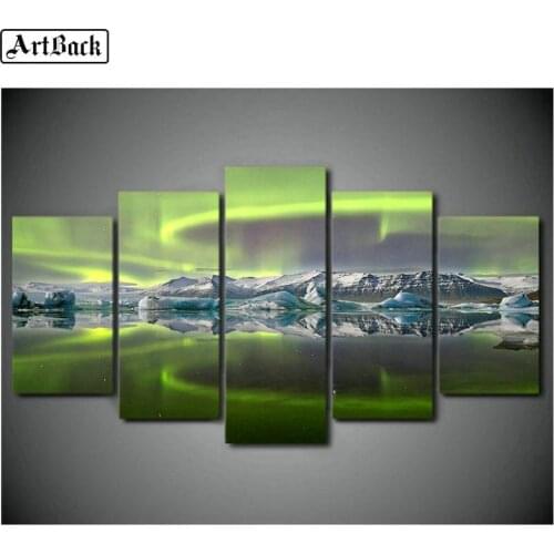 5 spell diamond painting Northern Lights landscape sticker full square drill 3d diamond mosaic cross stitch art home decoration