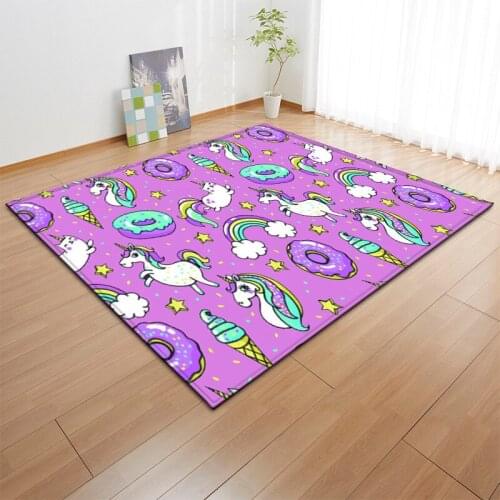 3D Pink Unicorn Series Big Carpet Child Bedroom Crawl Mat Soft Flannel Kids Room Play Area Rug Cartoon Boys/Girls Christmas gift