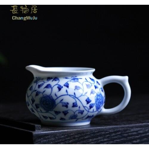 Changwuju in Jingdezhen teapot the hand painted blue and white Kung-Fu tea fair cup as a Chinese gift tea infuser cup porcelain