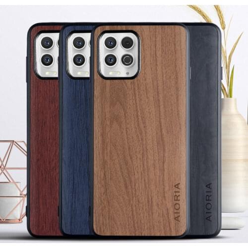 WoodLike case for Motorola Moto Edge S coque fundas covers for Motorola Moto Edge S Soft TPU with PU leather skins