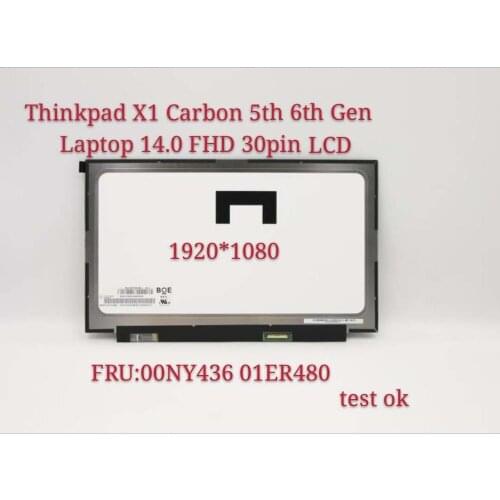 For original 00ny436 01er480 NV140FHM-N61 v8.0 ips screeen para thinkpad x1 5th gen de carbono portátil 14.0 fhd 30pin tela lcd