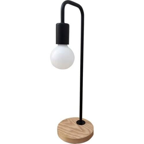 AC 220V Home Desk Lamp with Bulb - Rubber Wooden Base Bedside Light Table Reading Lamp for Office, Bedroom, Living Room