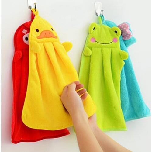 Eco-friendly Candy Colors Soft Coral Velvet Cartoon Animal Towel Can Be Hung Kitchen Cleaning