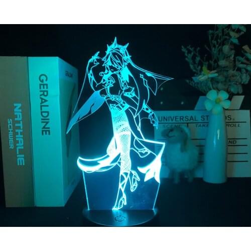 Genshin Impact Night Light LED Anime Lamp For Bedroom Novelty Illusion Festival Party Manga Figure Desktop Decor Indie Kids Gift