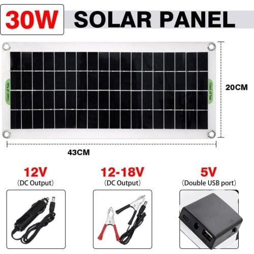 30W Solar Panel Flexible Solar Panel For Camping Car Traveling Outdoor Emergency Power Accessory