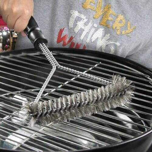 Hot Newest Triangle Cleaning Brushes Barbecue Kit Cleaning Brush Stainless Steel Cooking Tools Wire Bristles Kitchen Accessories