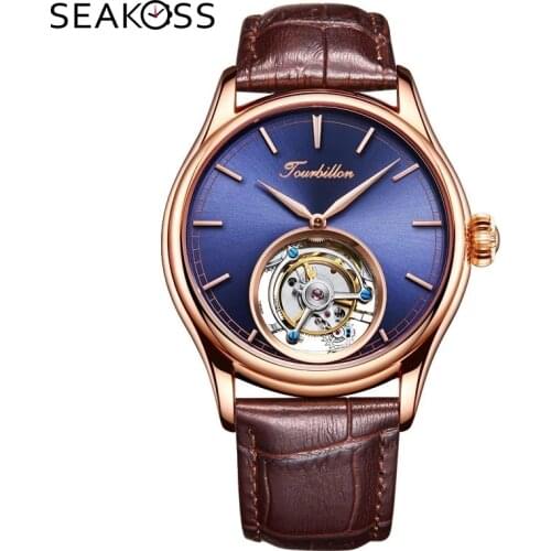 High End Business Men Tourbillon Mechanical Wrist Watches Blue Dial Hand-Winding Tourbillon Mens Wristwatch Reloj de hombre 2020
