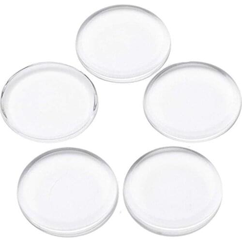 20pcs 18/25mm Clear Glass Cabochons Flat Round Cameo Settings Glass Pebbles Cabochons for Photo Jewelry DIY Making Decorate F70