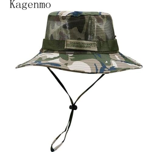 Kagenmo 2018 New Style Fish Hat Male Atjustable Rope Jungle Cap Camouflage Female Travel Bucket Hats Outdoor Leisure Stroll Caps