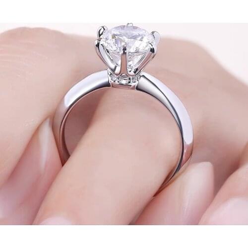 With Certificate 18K White Gold Rings for Women Top Natural Zirconia Stone Silver Engagement Wedding Band Bridal Jewelry Gift