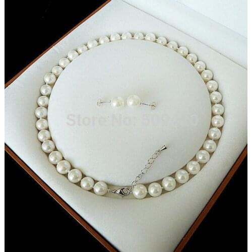 Wholesale8mm White Akoya Cultured Shell Pearl Necklace Earring Set 18" AAA