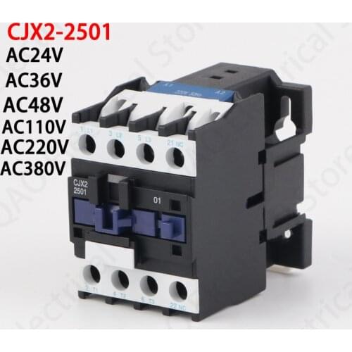 LC1D AC Contactor CJX2-2501 25A NC 3-Phase DIN Rail Mount Electric Power Contactor 24V 36V 110V 220V 380V