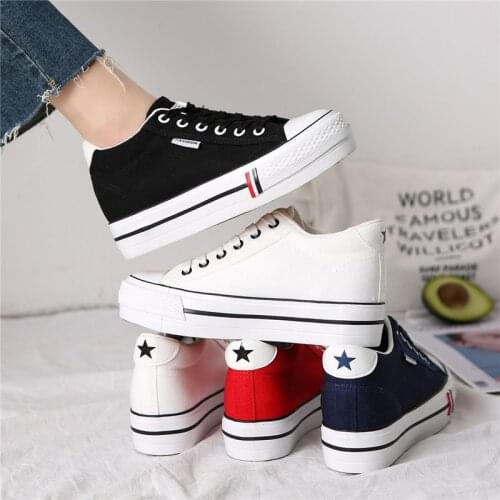 Outdoor White Black Fashion Woman Vulcanize Shoes Women Hidden Heel Platform Wedge Canvas Shoes Girls Wedge Sneakers