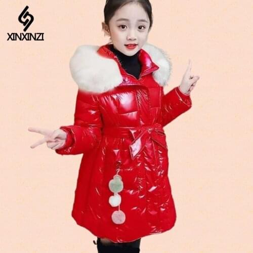 Russian Young Girls Warm Coat Winter Parkas Outerwear Teenager Outfit Children Kid Girls Fur Hooded Jacket for 6 8 10 12 14Years