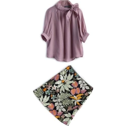 Summer Luxurious Sequin Mini Skirts Silk Shirt Ensemble Femme 2 Pieces Pantalon Elegant Plus Size Skirt Set Office Woman Suit