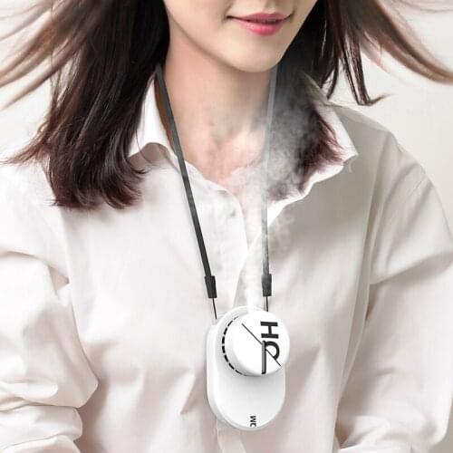Wireless Necklace Fan Mini Portable Neckband fan USB Rechargeable 2000mAh Battery Outdoor Spray Handheld Fan For Office Home