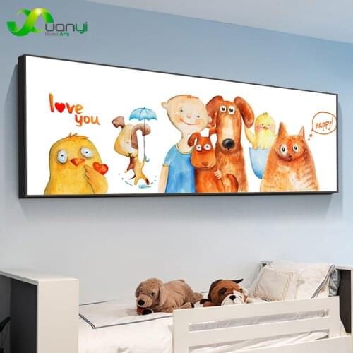 Cartoons Cute Animal Canvas Prints And Poster Wall Art Painting Wall Pictures For Nursery Home Kids Baby Child Room Decoration