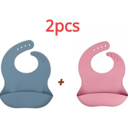 2 Pcs silicon Baby Bib Waterproof Infant Bibs Newborn Feeding Cloth Toddle Boys Girls Adjustable Different Styles of Bibs