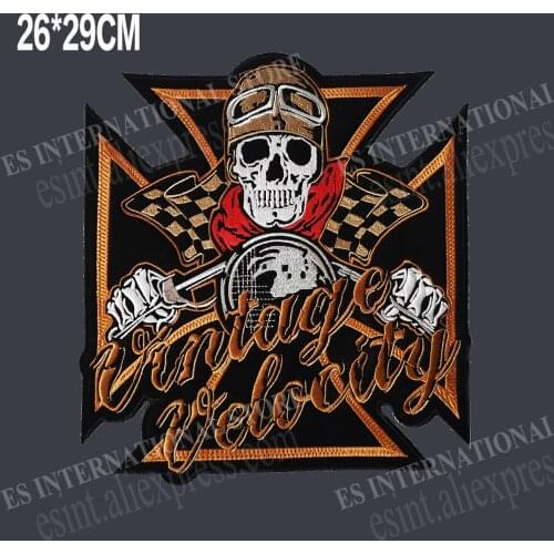 11 inches large Embroidery Patches for Jacket Back Vest Motorcycle Biker Sew on Skull rider