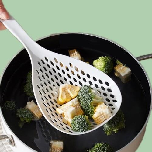 Long Handle Cooking Spoon Kitchen Cooking Colander Scoop Nylon Kitchen Strainer for Noodle Fruit Washing Tableware