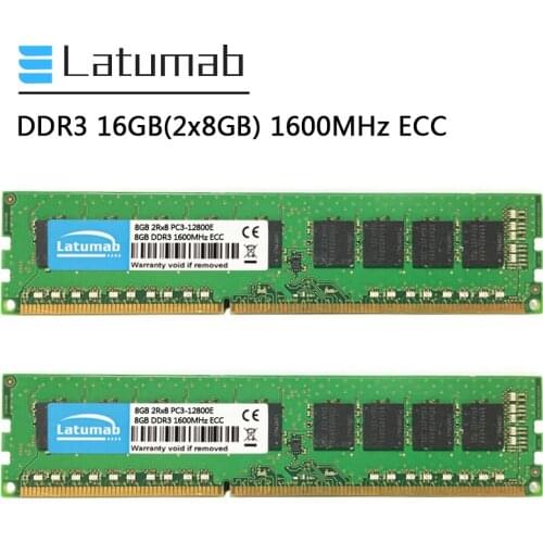 Latumab Memoria RAM DDR3 16GB (2x8GB) 1600MHz Workstation Memory 240Pin ECC UDIMM PC3-12800E 1.5V DDR3 RAM ECC Unbuffered Memory