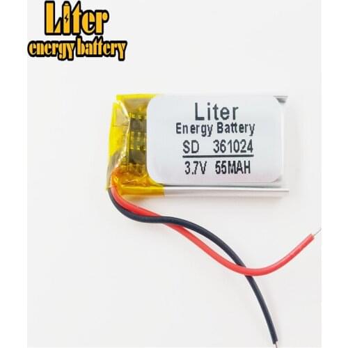 Water treatment polymer 361024 li-polymer battery 55mAh 3.7v good quality OEM service