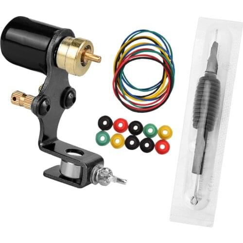 Complete Tattoo Kits Rotary Tattooing Machine Disposable Silicone Cartridge Grip Needles Grommets Rubber Bands Set - Black