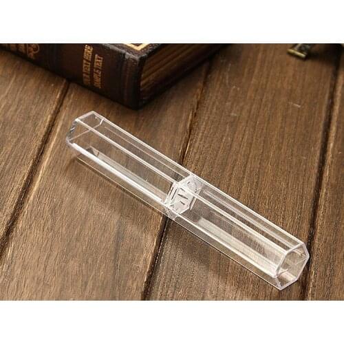QSHOIC 10pcs/lot Hexagonal crystal transparent plastic pen pen box gift box metal pen box transparent plastic pencil case cheap