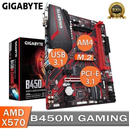 Socket AM4 Gigabyte B450M GAMING Motherboard DDR4 32GB PCI-E 3.0 M.2 SSD DVI Desktop AMD Ryzen AMD B450 Placa-mãe AM4 Gaming New