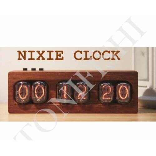 Retro IN12 glow tube clock, African red rosewood ornaments, home decoration, computer desktop decoration, gifts, collectibles