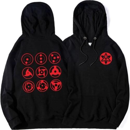 Japan Anime Naruto Sasuke Uchiha Sharingan Hoodies Men Loose Hip-hop Fleece Pullovers Harajuku Winter Casual Hooded Sweatshirts