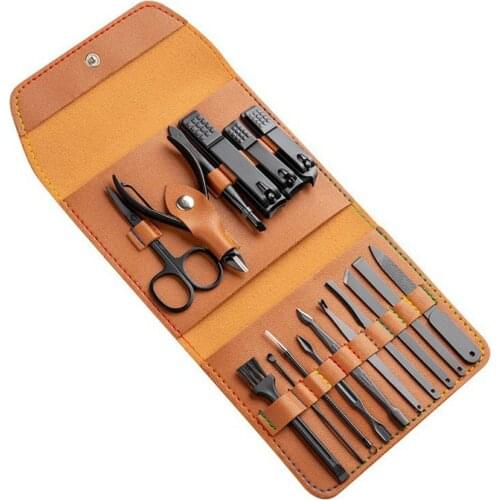 16 Pcs Nail Clipper Sets Manicure Set Pedicure Sets Nail Kit Professional Nail Manicure Kit Grooming Kit Tool With Leather Bag
