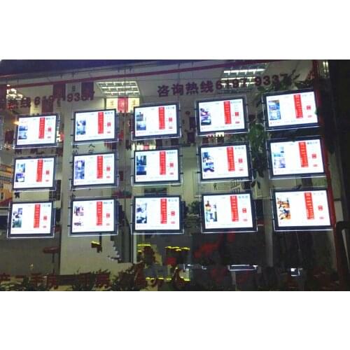 18PCS A3 Single Sided Real Estate Shop LED Window Display Illuminated Acrylic Signs Hanging Crystal Light Box