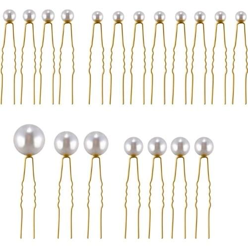 18Pcs Wedding Pearl Hair Pins Bridal Pearl Rhinestone Hair Pins Kit Hair Accessories for Bride Bridesmaid Women Jewelry