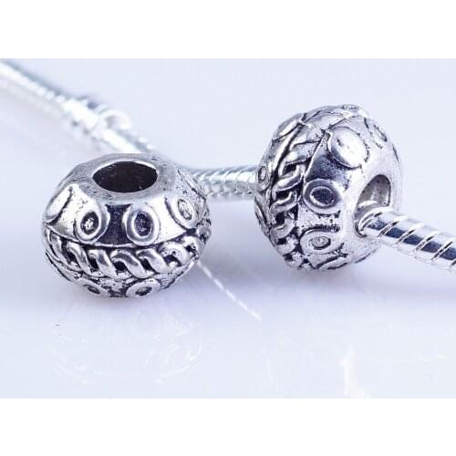 20pcs Tibetan Silver Metal DIY beads big hole round beads fit for style European Bracelets