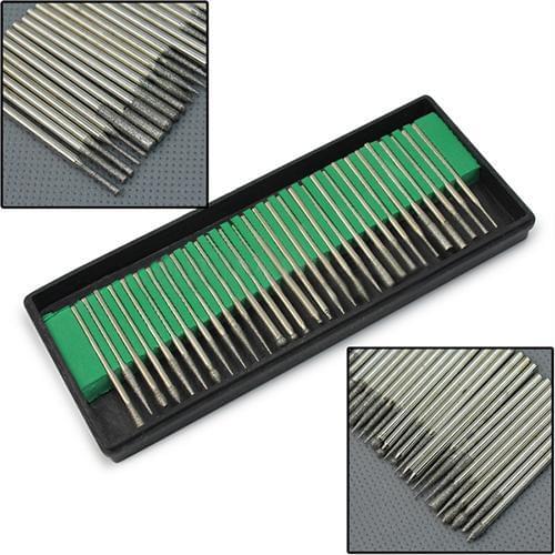 30Pcs Diamond Burr Bits Drill for Glass Stone Engraving Etching Rotary Tool Set Diamond Burr Bits Drill Bits Kit Manicure Tools