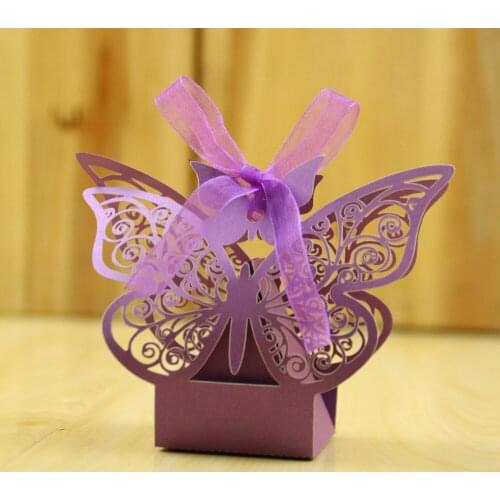 50pcs/lot Special Hollow Butterfly Shape Wedding Candy Box Beautiful White Butterfly Small Candy Gift Box Party Supplies