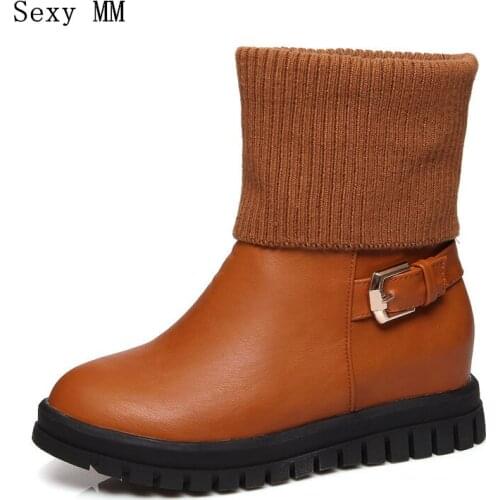 Spring Autumn Women Ankle Boots Platform Wedges Shoes Woman Short Boots botas Plus Size 34-40 41 42 43