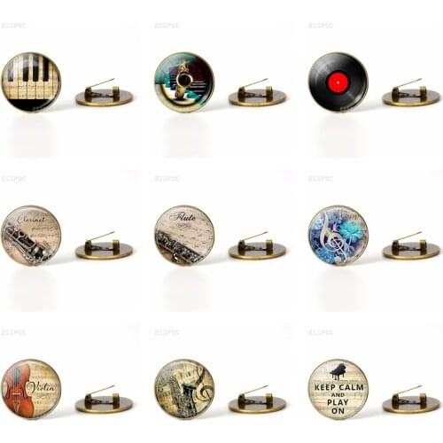 Brooches Music Instrument Brooches Men Brooch Pin Buckle Women Guitar Piano Flute Violin music jewelry Clothing Accessories