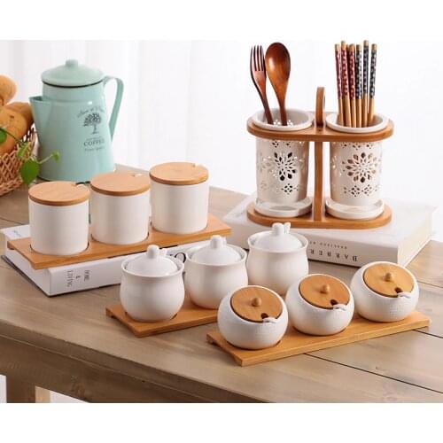Household Ceramic Seasoning tank Soy Sauce Tank Kitchen Seasoning Storage Jar Seasoning Storage Box Kitchen Accessories