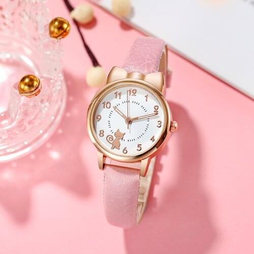Relojes Mujer Watch For Women Cute Cartoon Cat Luminous Student 's Quartz 's Watch Female Wristwatches Relogio Часы Женские