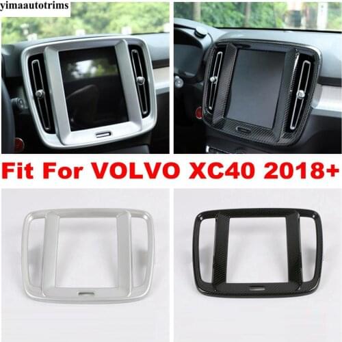 Central Control AC Air Conditioning Panel Cover Trim For VOLVO XC40 2018 - 2021 ABS Carbon Fiber / Matte Interior Refit Kit