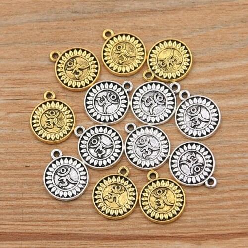 20PCS 13X16MM 2 Color Two-sided Round Charms Letter Pendants Handmade Decoration Vintage For DIY Jewelry Making Findings