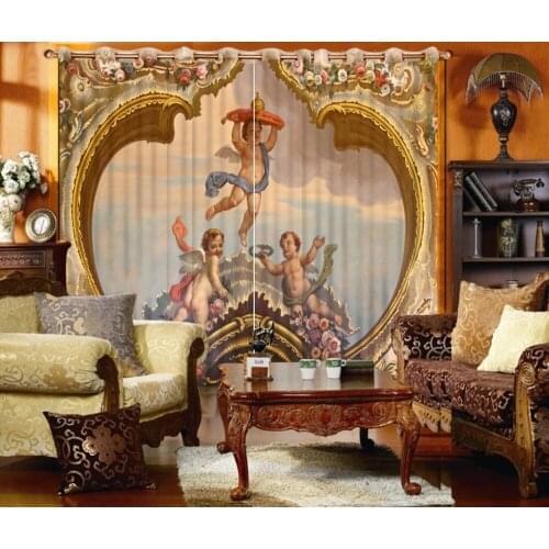 Europe style angel Luxury Living Room Curtains 3D Curtains For The Bedroom Kitchen Modern Window curtains