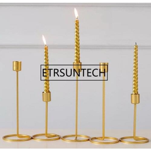 European Style Candle Holder Gold Single Head Iron 3D Geometric Candlestick Romantic Table Decor Creative Home Wedding Decor