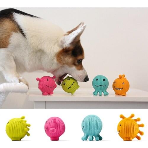 Dog Toy Fetch Ball Squeaky Toy for Dog Bouncy Floating Ball Diameter 6cm(2.4in) Cute ROCK BAND Style Natural Rubber Dog Supplies