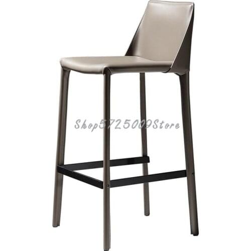 Italian Minimalist Saddle Leather Chair Industrial Style Bar High Stool Bar Desk Chair Luxury Cafe Saddle Chair Bar Chair