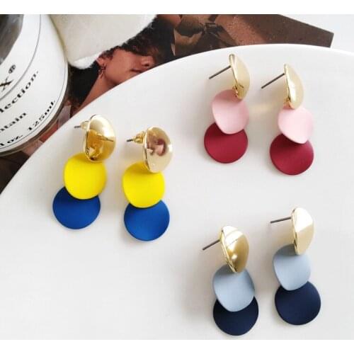 Retro Geometric Circular Stud Earrings Colorful Acrylic Fashion Womens Earrings Fashion Jewelry