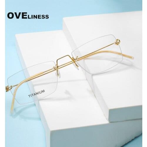 Fashion Titanium rimless glasses frame men women Optical Prescription eyeglasses frames Myopia eye glasses eyewear Spectacles